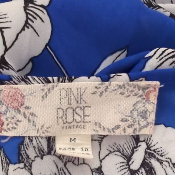 Pink Rose Blue V Neck Blouse - Picture 6 of 7